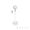 FLAT BIO FLEX LABRET WITH 316L SURGICAL STEEL TOP PUSH IN STAR CZ PRONG SET
